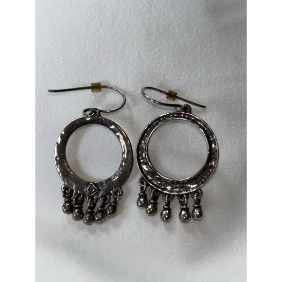Silpada Sterling Silver Hammered Circle Cha Cha Bead Earrings Retired,Dangle EUC - Picture 3 of 3